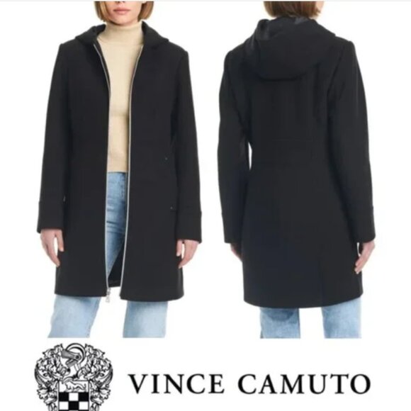 NWT Vince Camuto Ladies' Hooded Full-Zip Jacket, Black - Picture 3 of 6